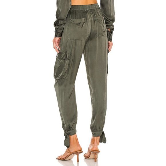 NWT YFB pistachio green khaki satin-like cargo pants, XS - Picture 5 of 11
